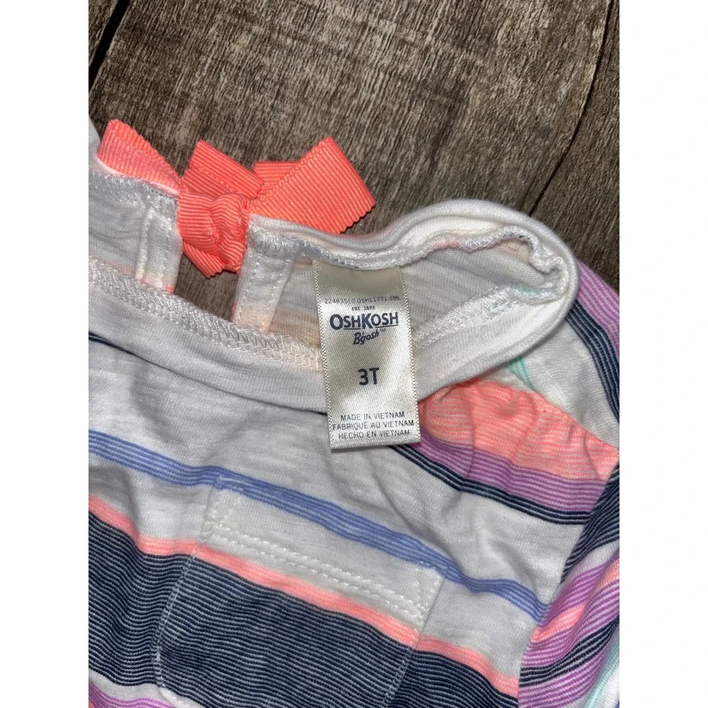 OshKosh Bgosh Toddler Girls Striped Long Sleeve Shirt Multicolor Bow Back 3T